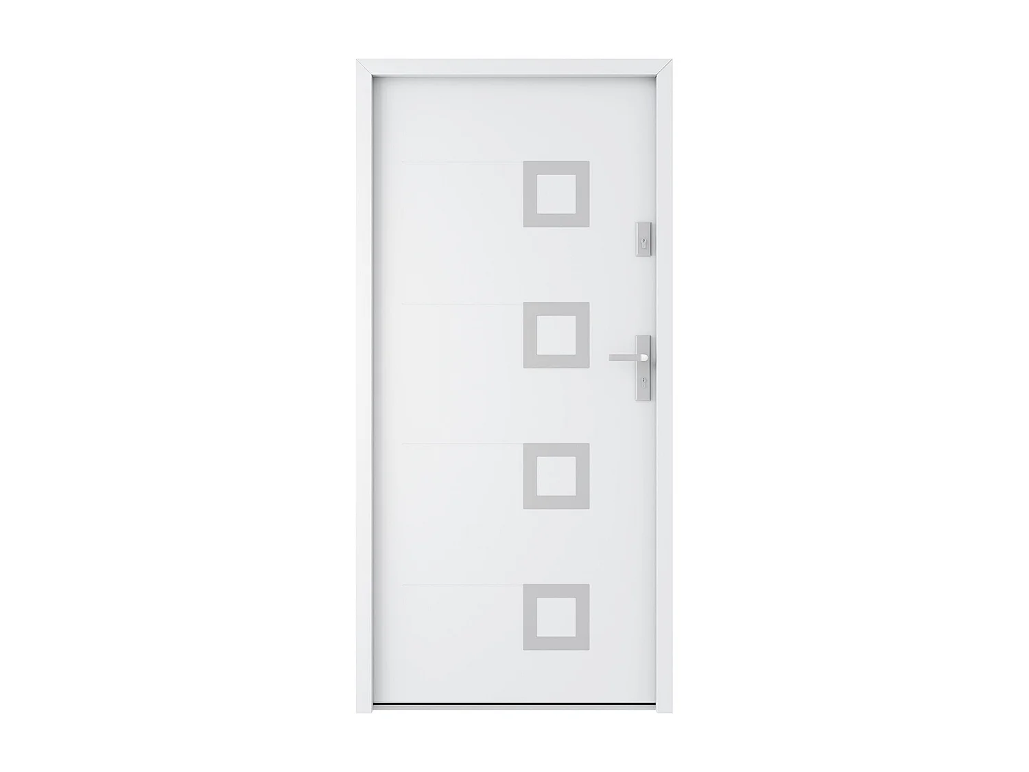 Voordeur van massief staal met accenten van inox – H207 x B100 cm – Wit – Draait links open – TIFANA