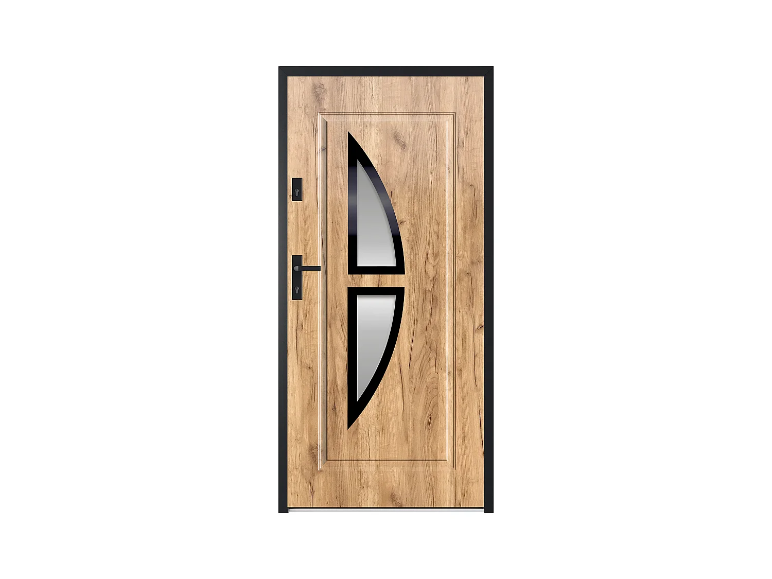 Voordeur in staal met glas H207 x L100 cm eikenlook - rechts binnendraaiend - COVAS