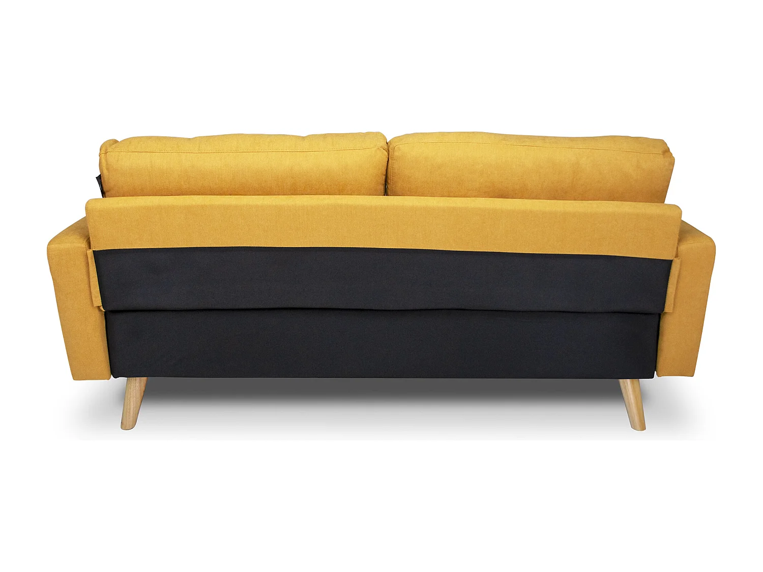 Divano 3 posti in tessuto vellutato giallo piedi in legno mod. Chloe