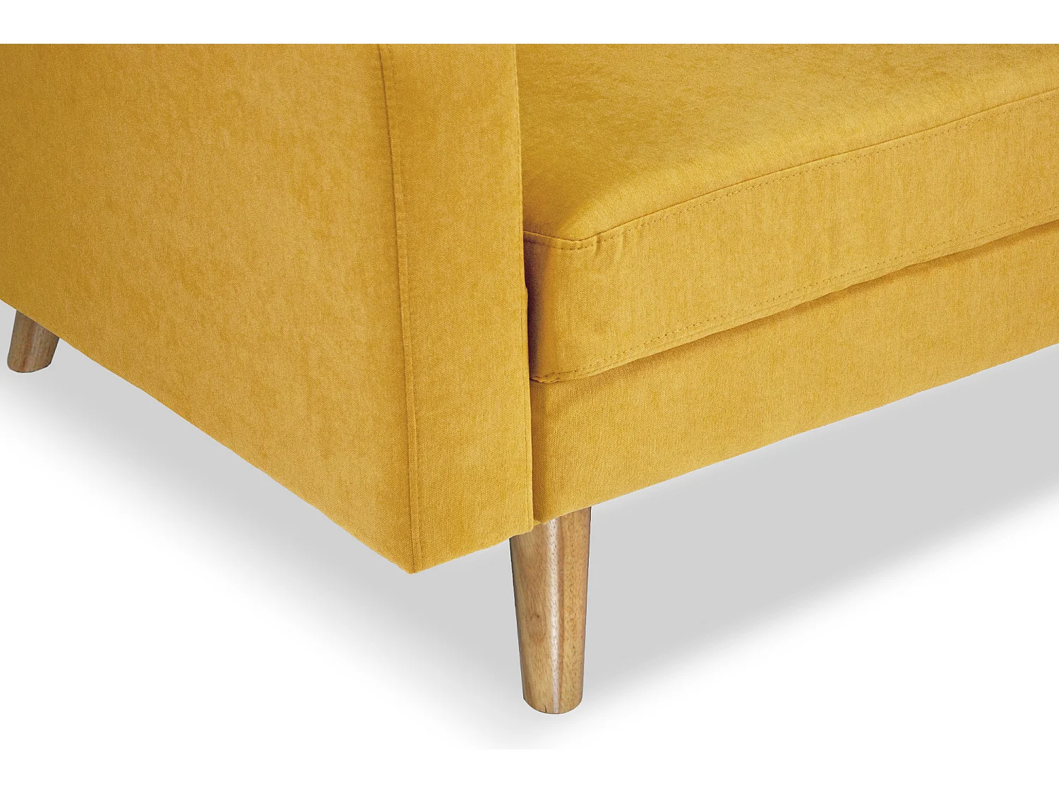 Divano 3 posti in tessuto vellutato giallo piedi in legno mod. Chloe