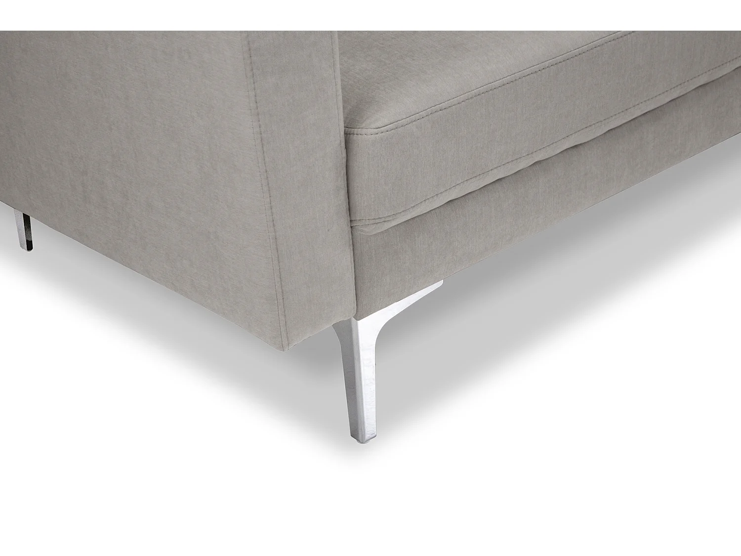 Divano 3 posti in tessuto vellutato tortora piedi in metallo mod. Chloe