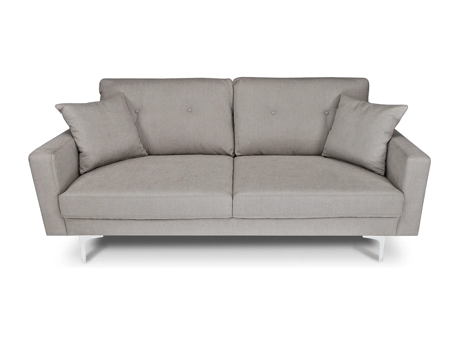 Divano 3 posti in tessuto vellutato tortora piedi in metallo mod. Chloe