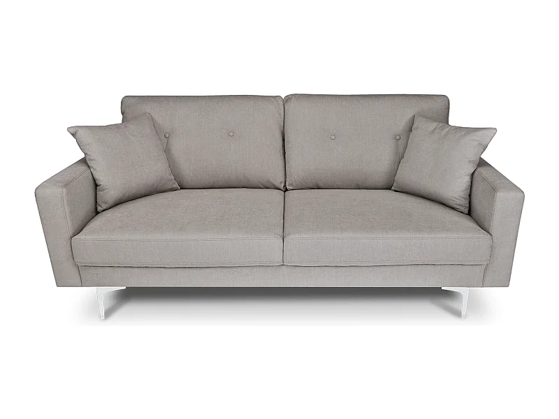 Divano 3 posti in tessuto vellutato tortora piedi in metallo mod. Chloe