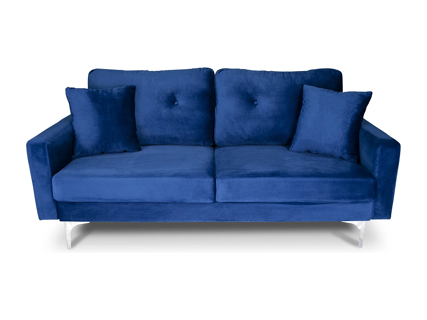 Divano 3 posti in velluto blu piedi in metallo mod. Chloe