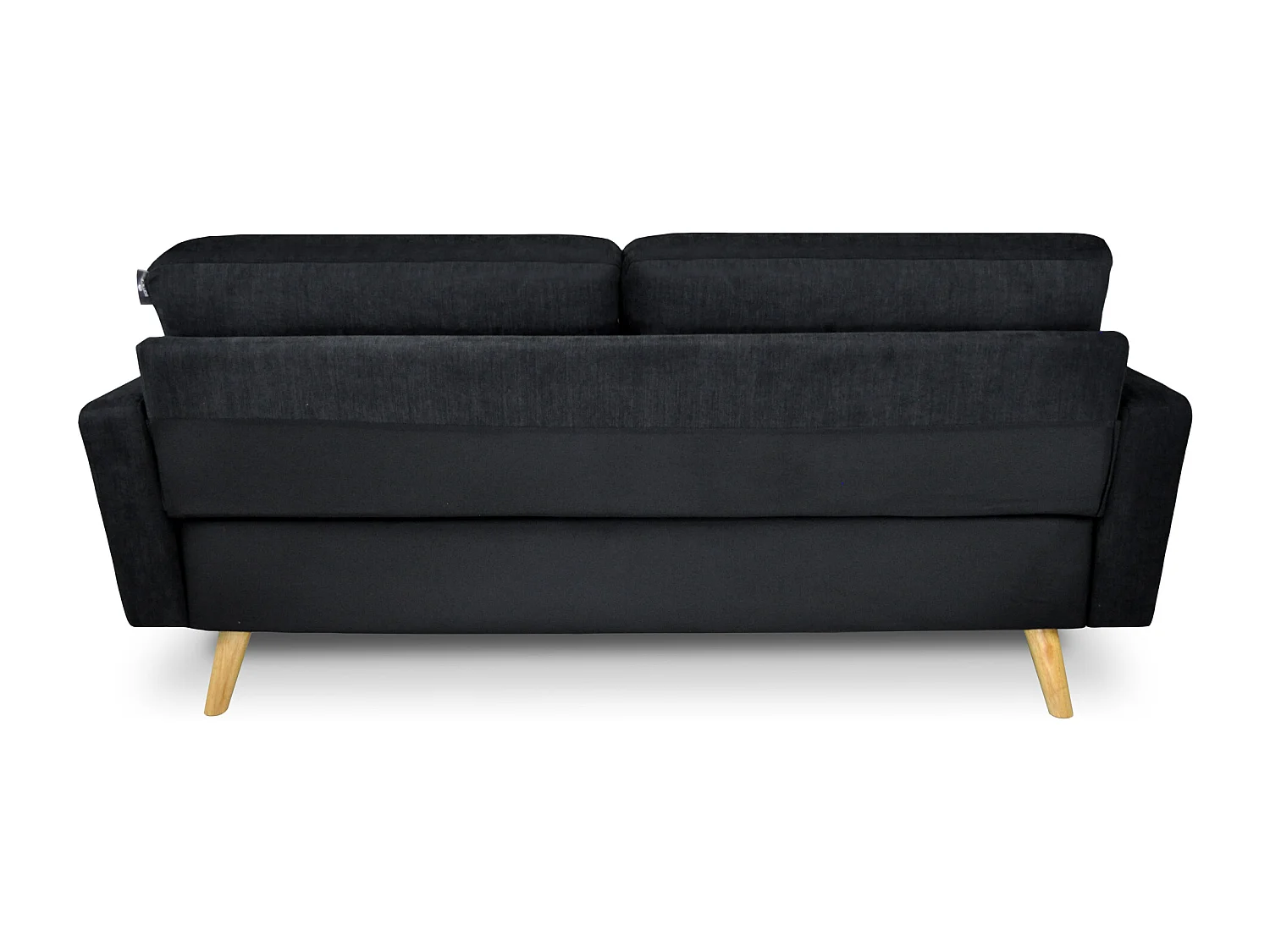 Divano 3 posti in tessuto vellutato nero piedi in legno mod. Chloe