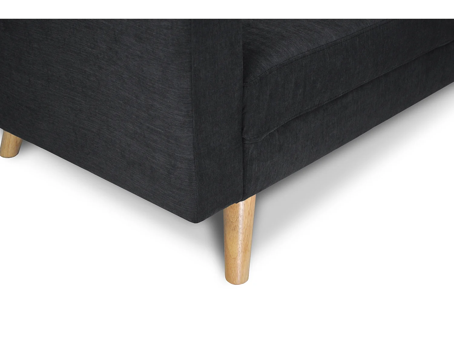 Divano 3 posti in tessuto vellutato nero piedi in legno mod. Chloe