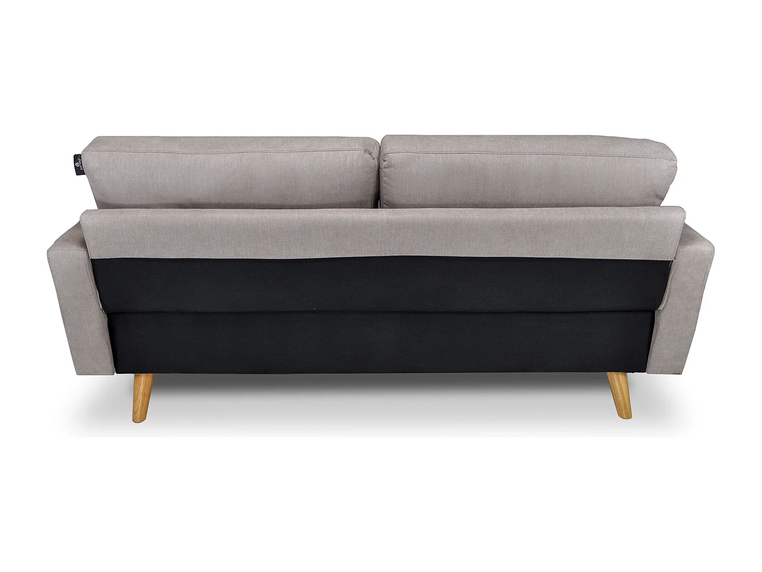 Divano 3 posti in tessuto vellutato tortora piedi in legno mod. Chloe