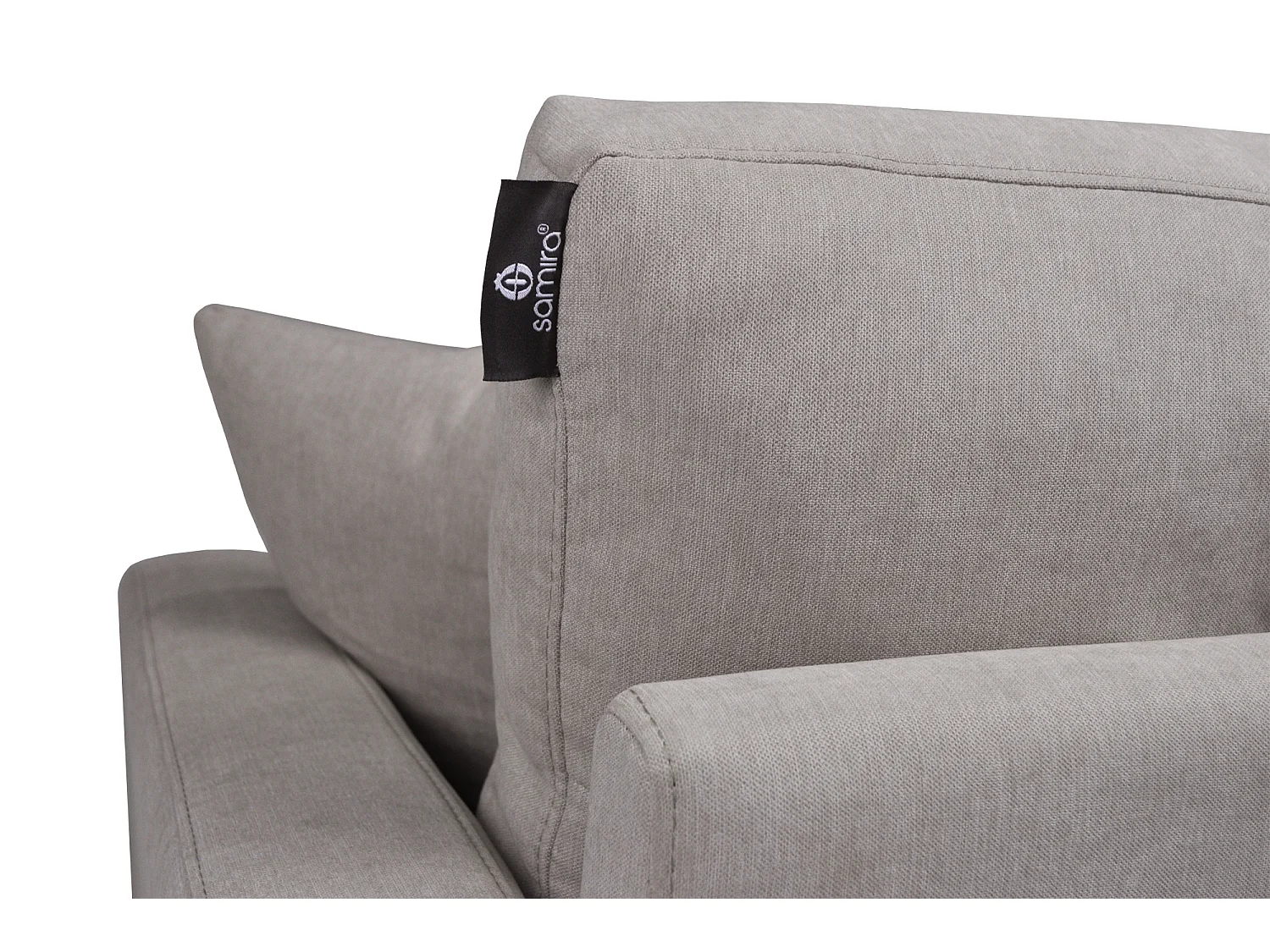 Divano 3 posti in tessuto vellutato tortora piedi in legno mod. Chloe