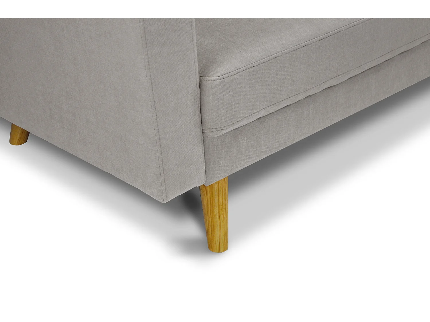 Divano 3 posti in tessuto vellutato tortora piedi in legno mod. Chloe