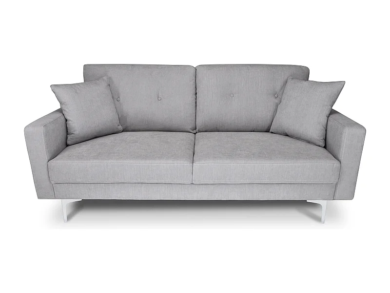 Divano 3 posti in tessuto vellutato grigio piedi in metallo mod. Chloe