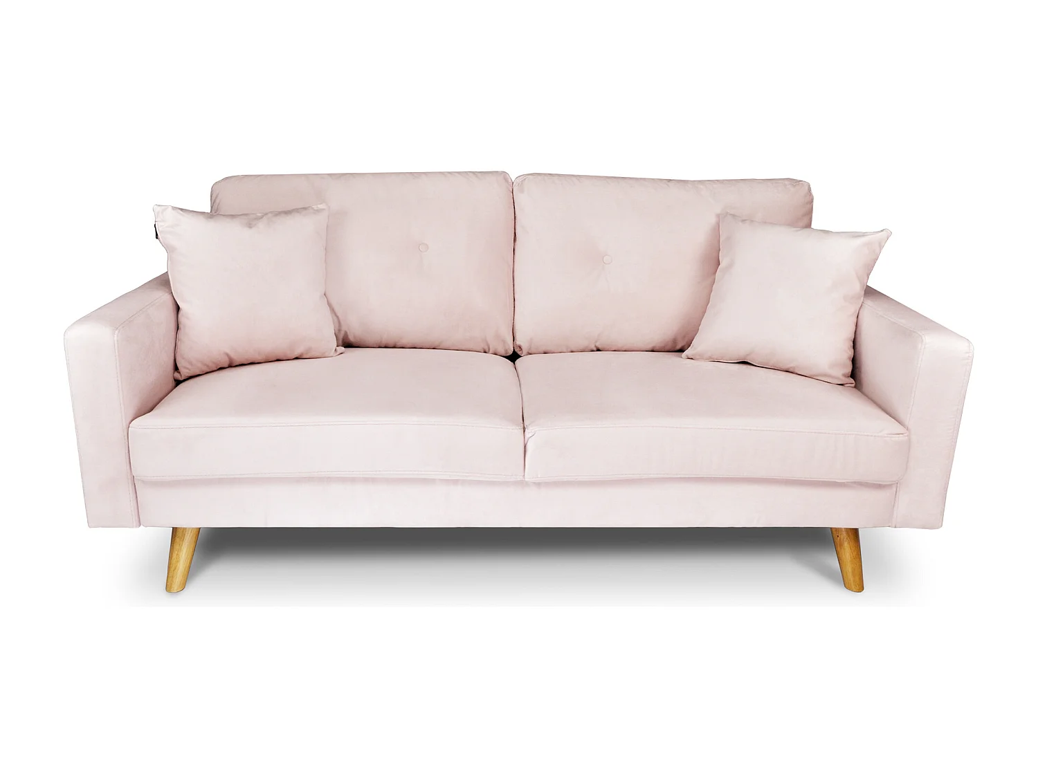 Divano 3 posti in velluto rosa piedi in legno mod. Chloe