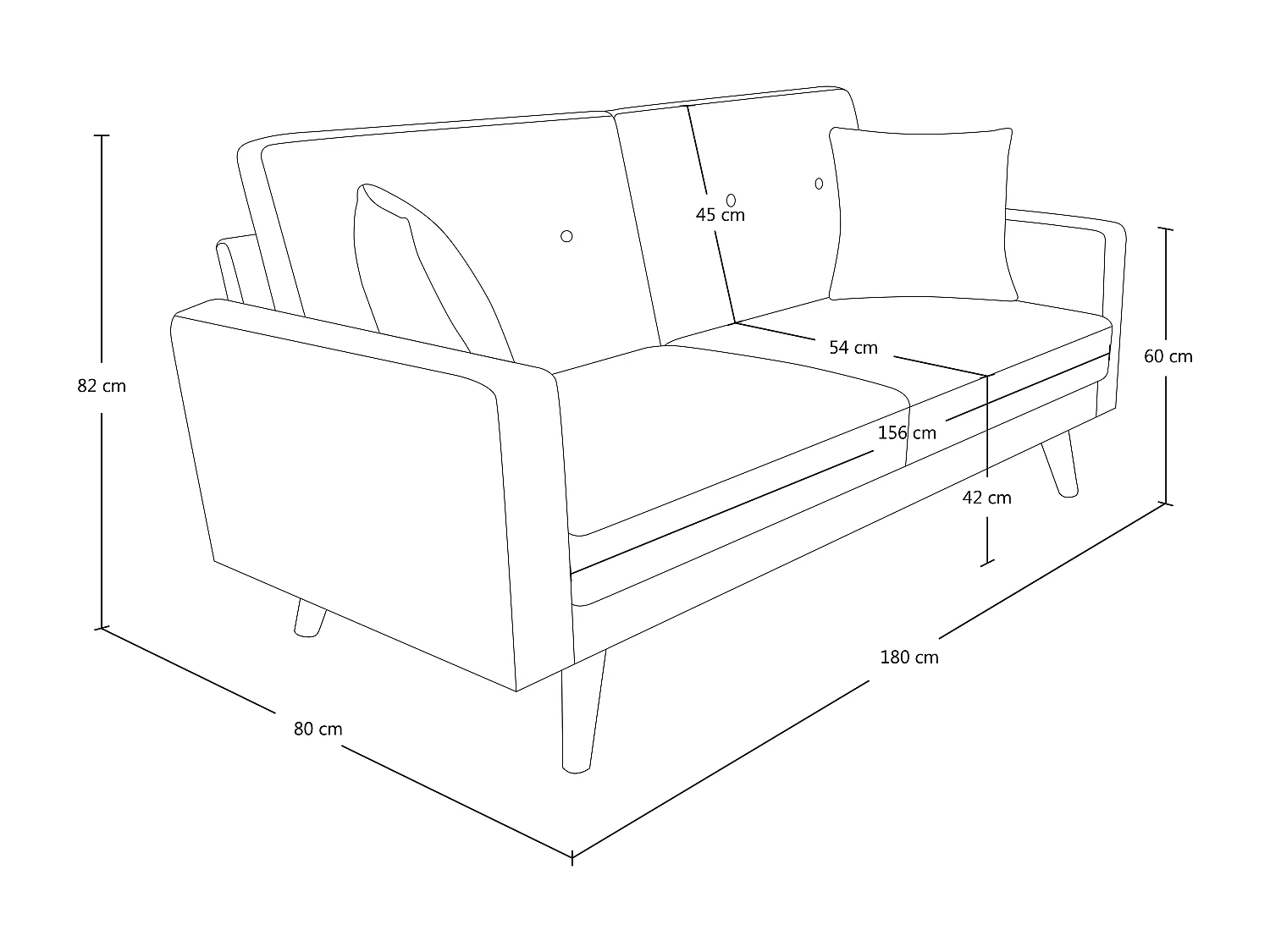 Divano 3 posti in velluto rosa piedi in legno mod. Chloe