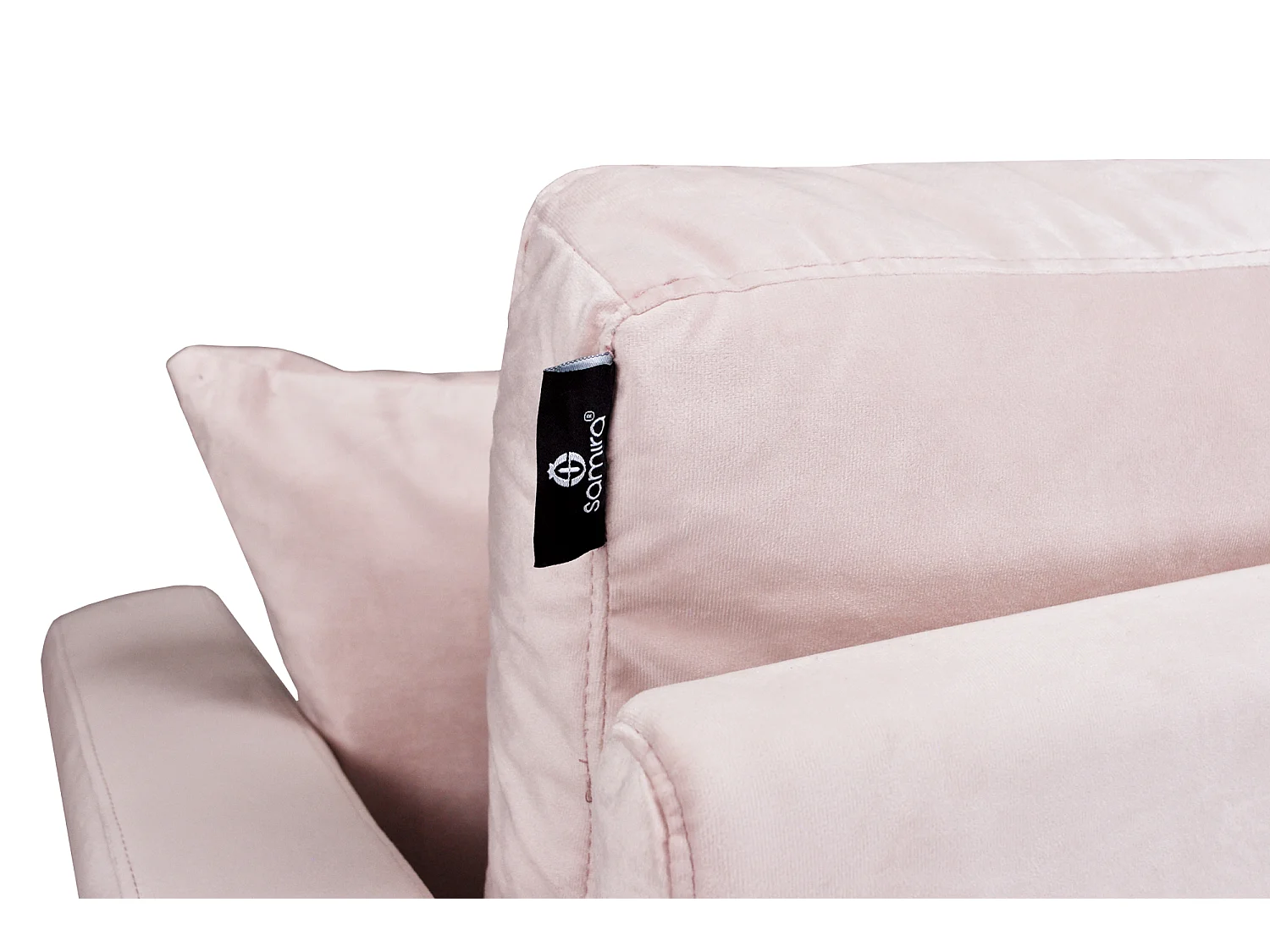 Divano 3 posti in velluto rosa piedi in legno mod. Chloe