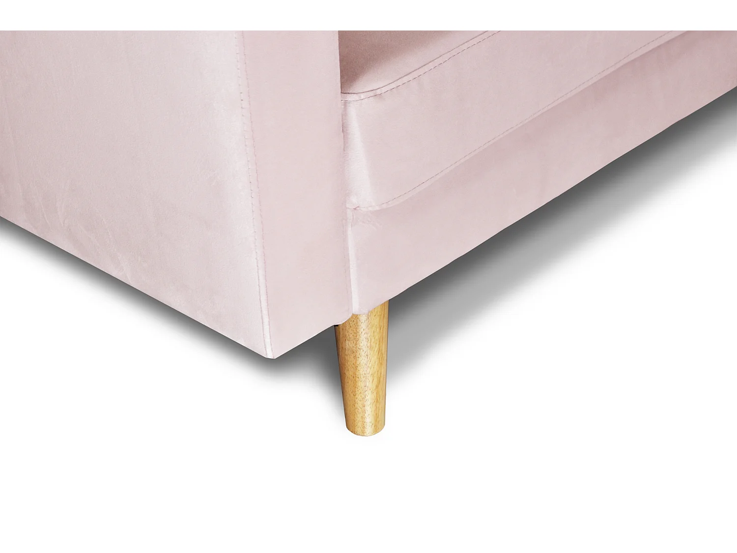 Divano 3 posti in velluto rosa piedi in legno mod. Chloe