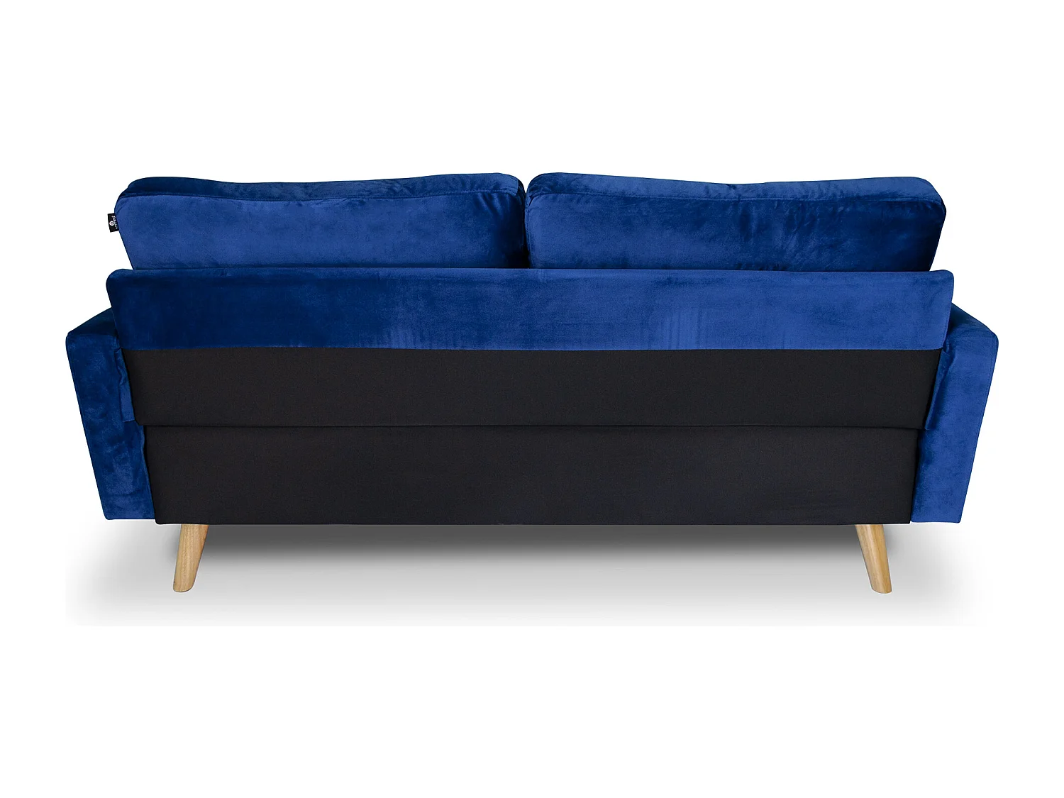 Divano 3 posti in velluto blu piedi in legno mod. Chloe