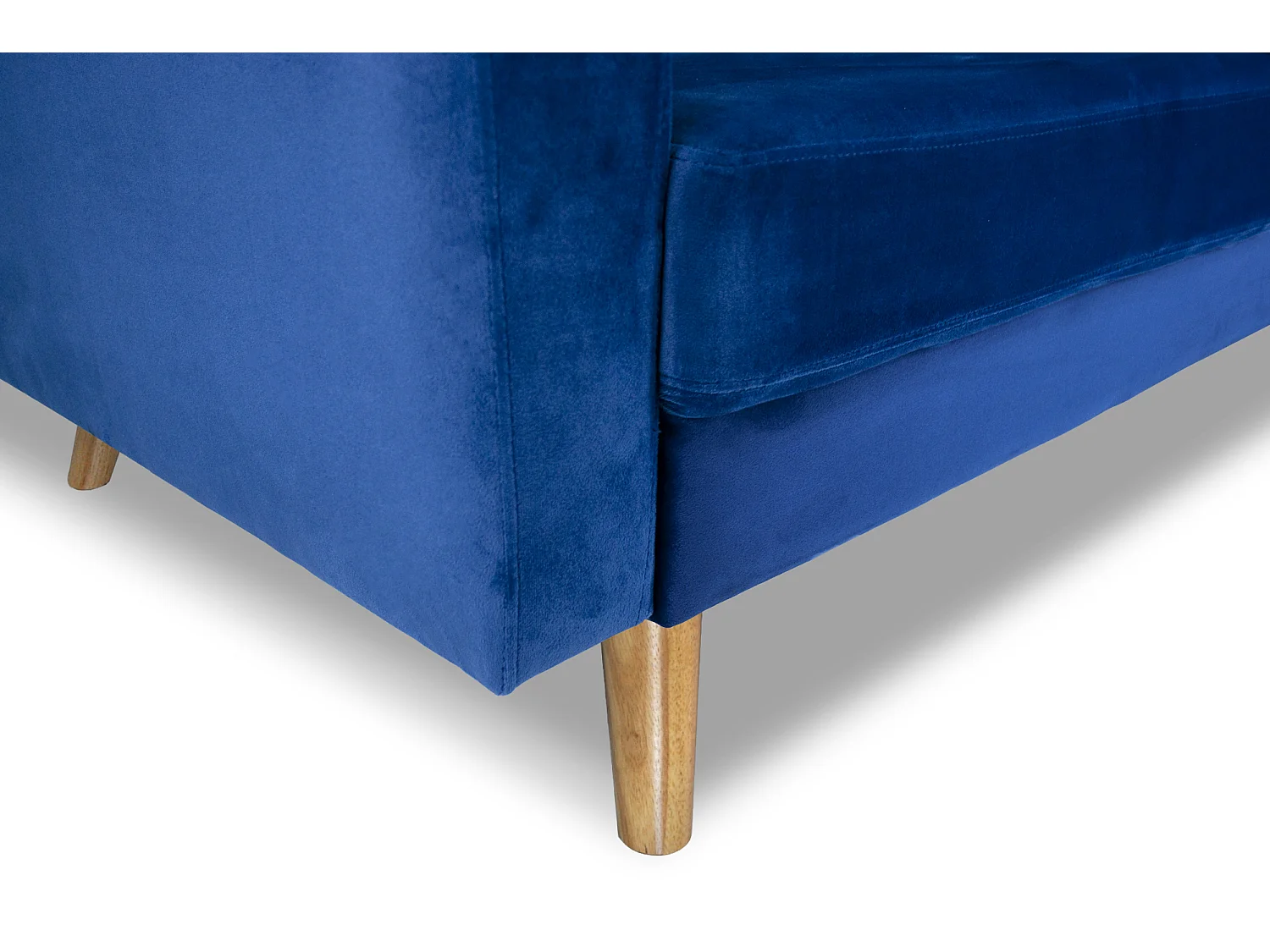 Divano 3 posti in velluto blu piedi in legno mod. Chloe