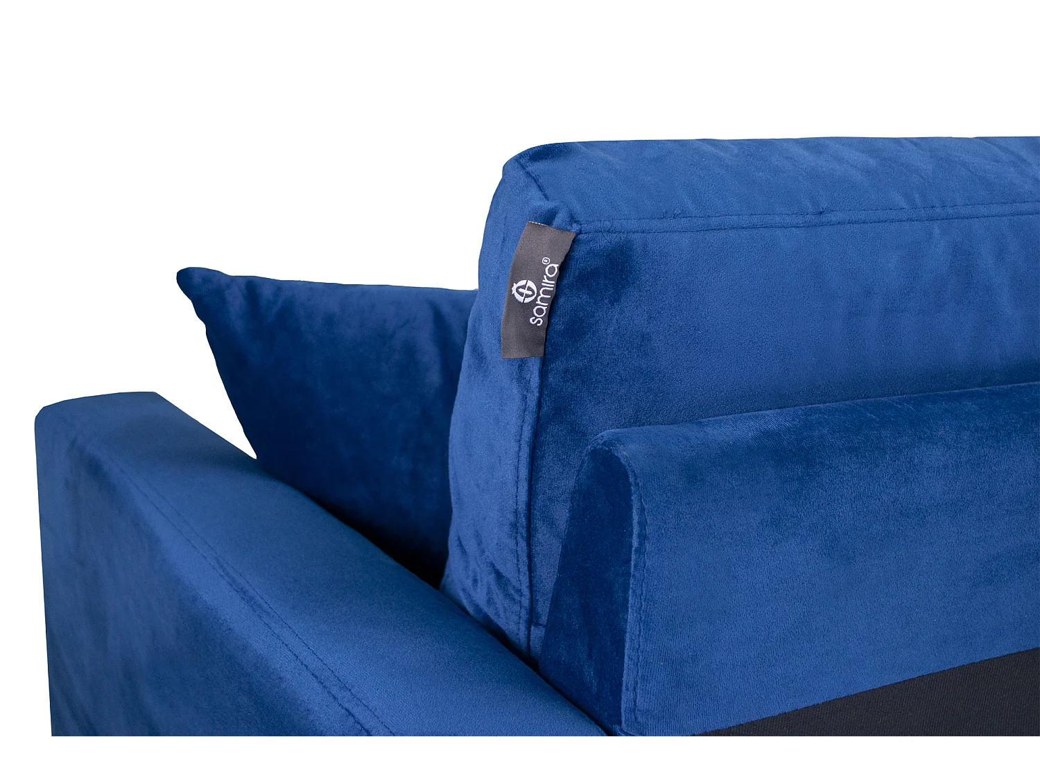 Divano 3 posti in velluto blu piedi in legno mod. Chloe