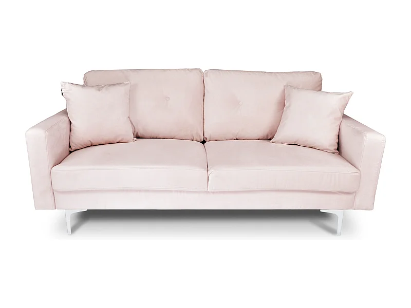 Divano 3 posti in velluto rosa piedi in metallo mod. Chloe