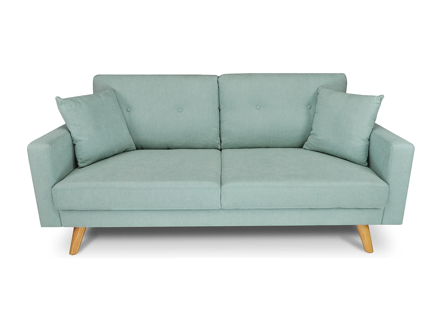 Divano 3 posti in tessuto vellutato verde Tiffany piedi in legno mod. Chloe