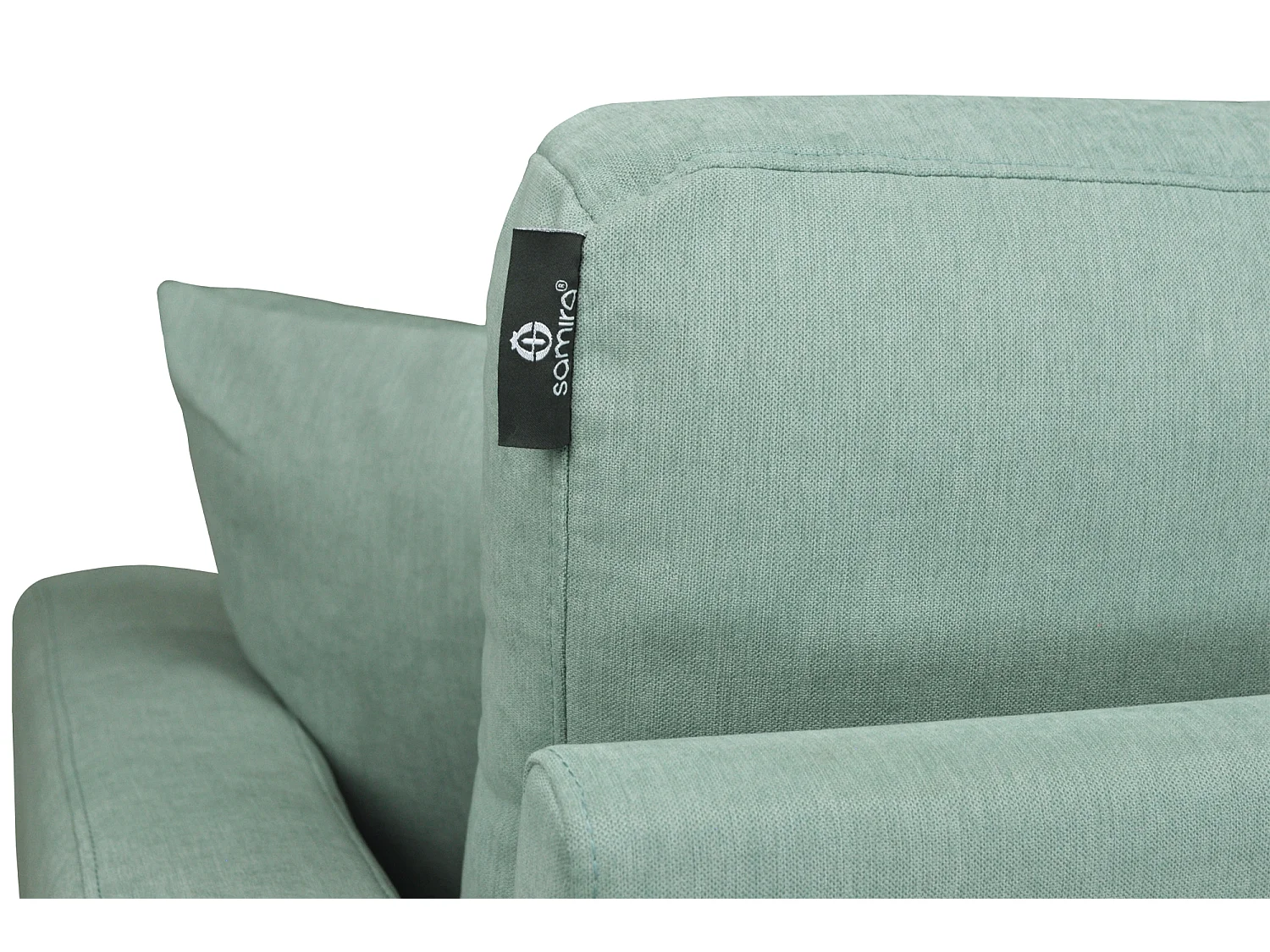 Divano 3 posti in tessuto vellutato verde Tiffany piedi in legno mod. Chloe