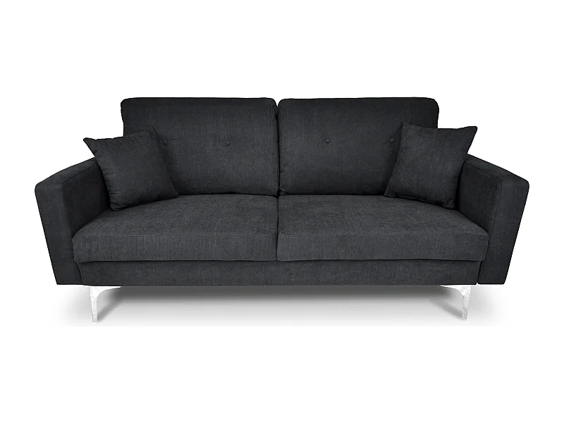 Divano 3 posti in tessuto vellutato nero piedi in metallo mod. Chloe