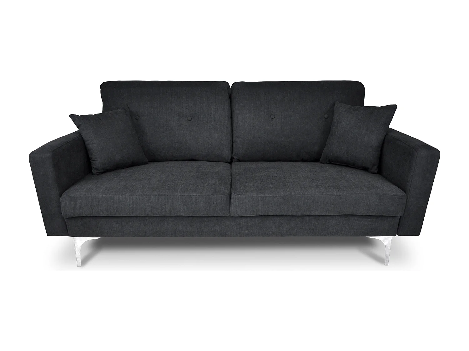 Divano 3 posti in tessuto vellutato nero piedi in metallo mod. Chloe