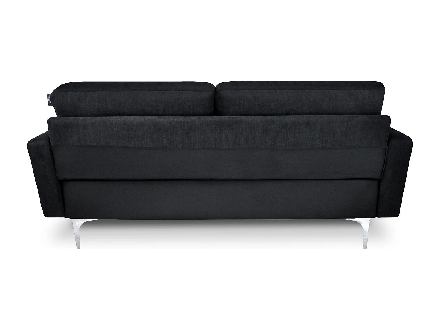 Divano 3 posti in tessuto vellutato nero piedi in metallo mod. Chloe