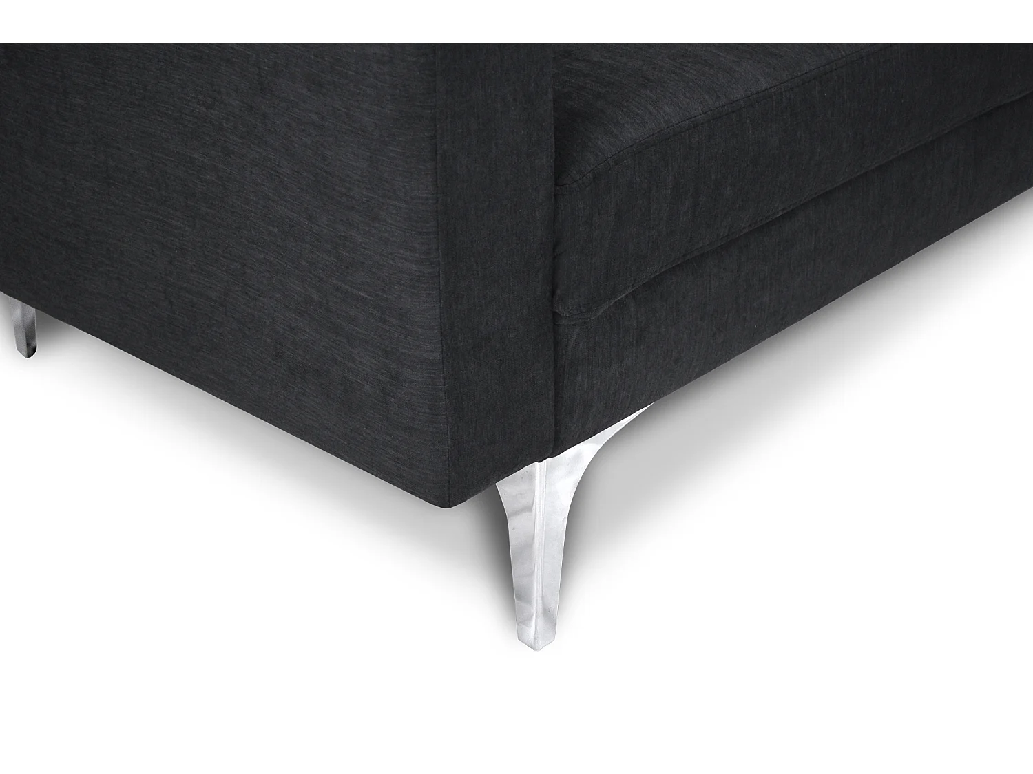 Divano 3 posti in tessuto vellutato nero piedi in metallo mod. Chloe