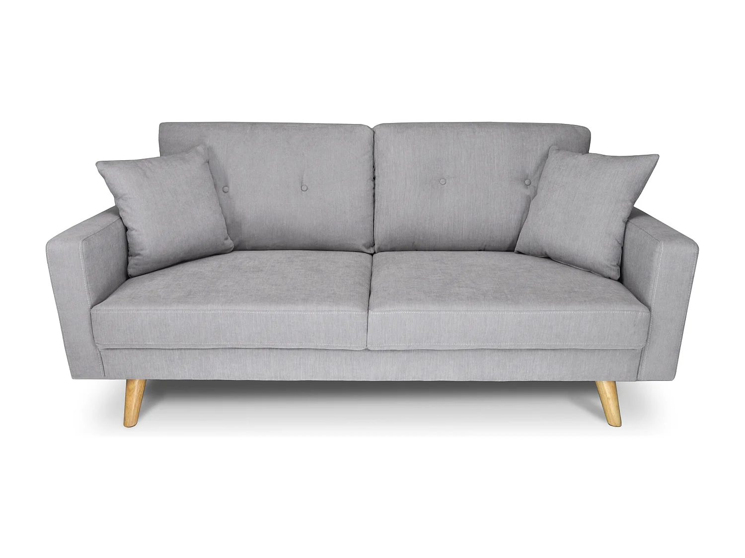 Divano 3 posti in tessuto vellutato grigio piedi in legno mod. Chloe