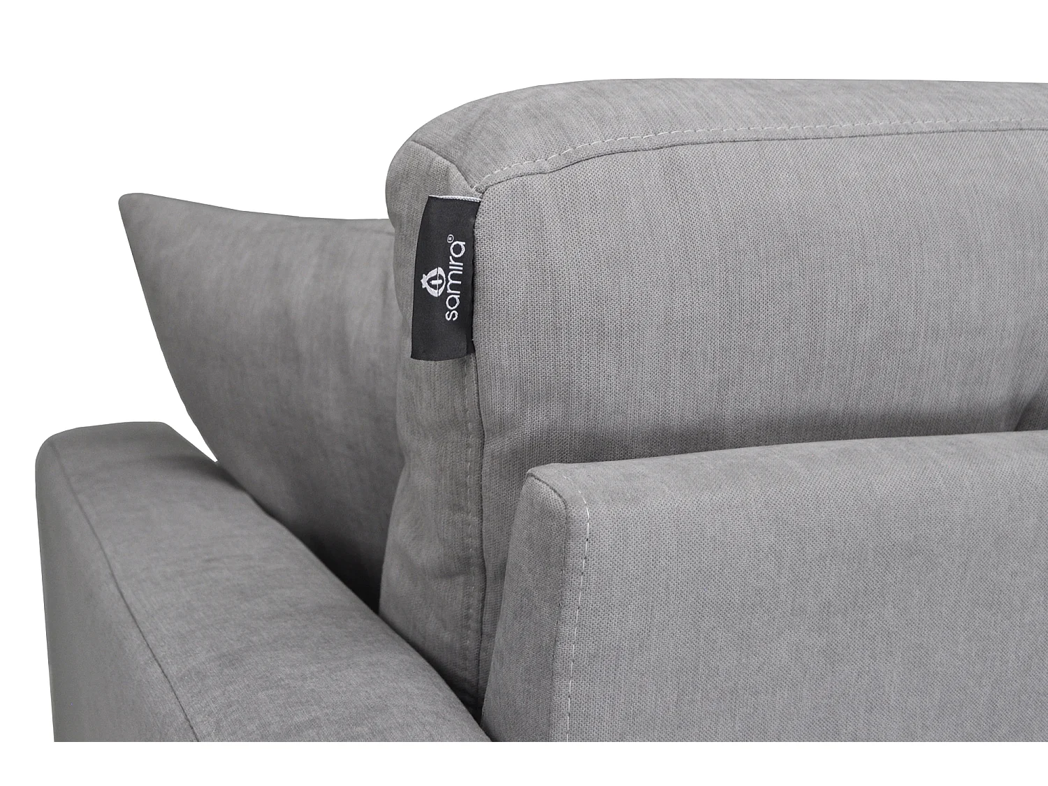 Divano 3 posti in tessuto vellutato grigio piedi in legno mod. Chloe