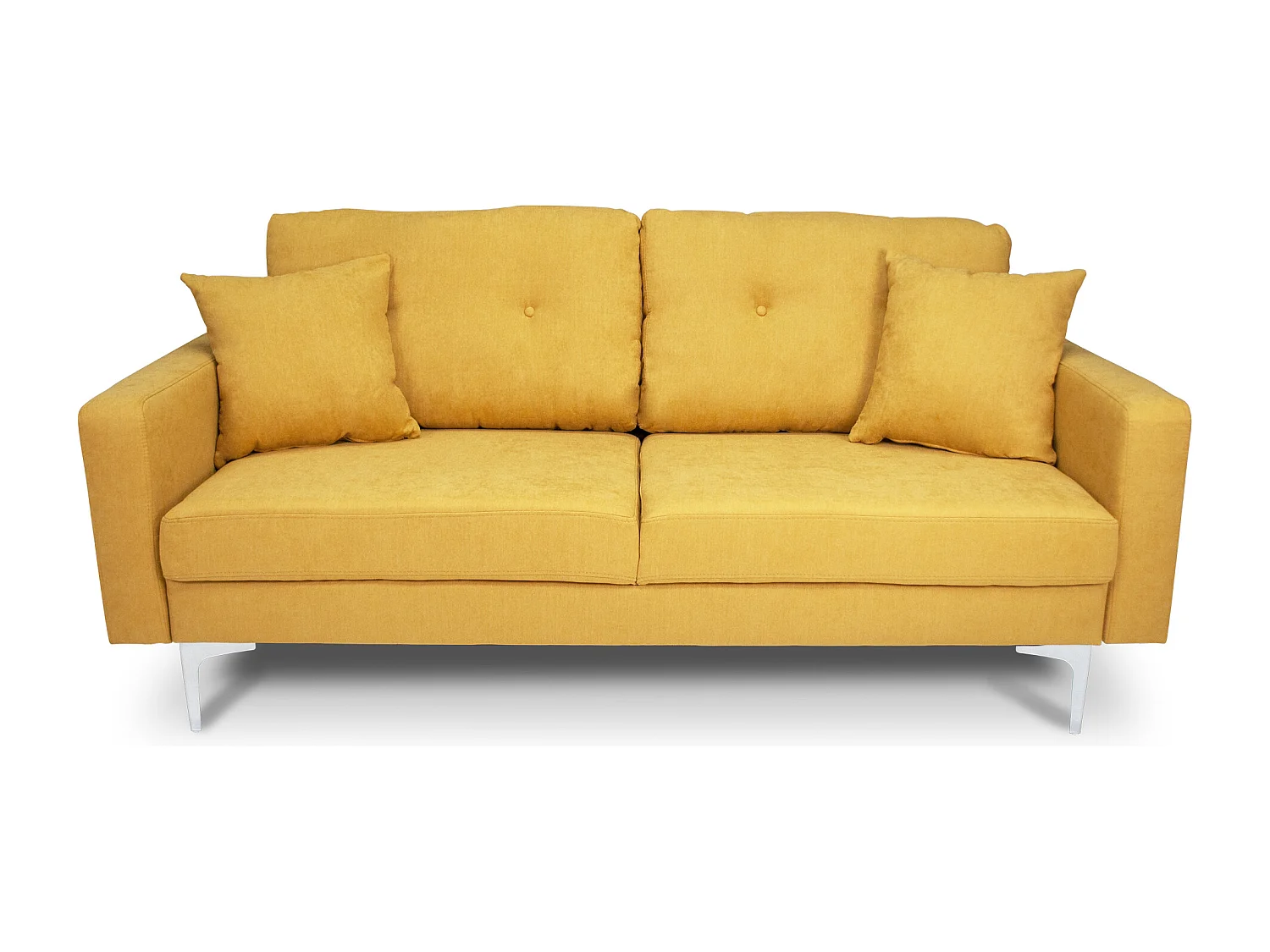 Divano 3 posti in tessuto vellutato giallo piedi in metallo mod. Chloe