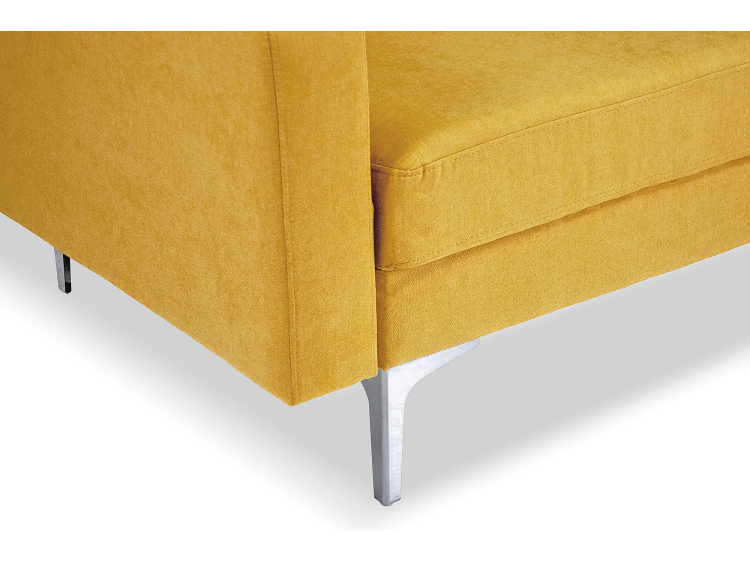 Divano 3 posti in tessuto vellutato giallo piedi in metallo mod. Chloe