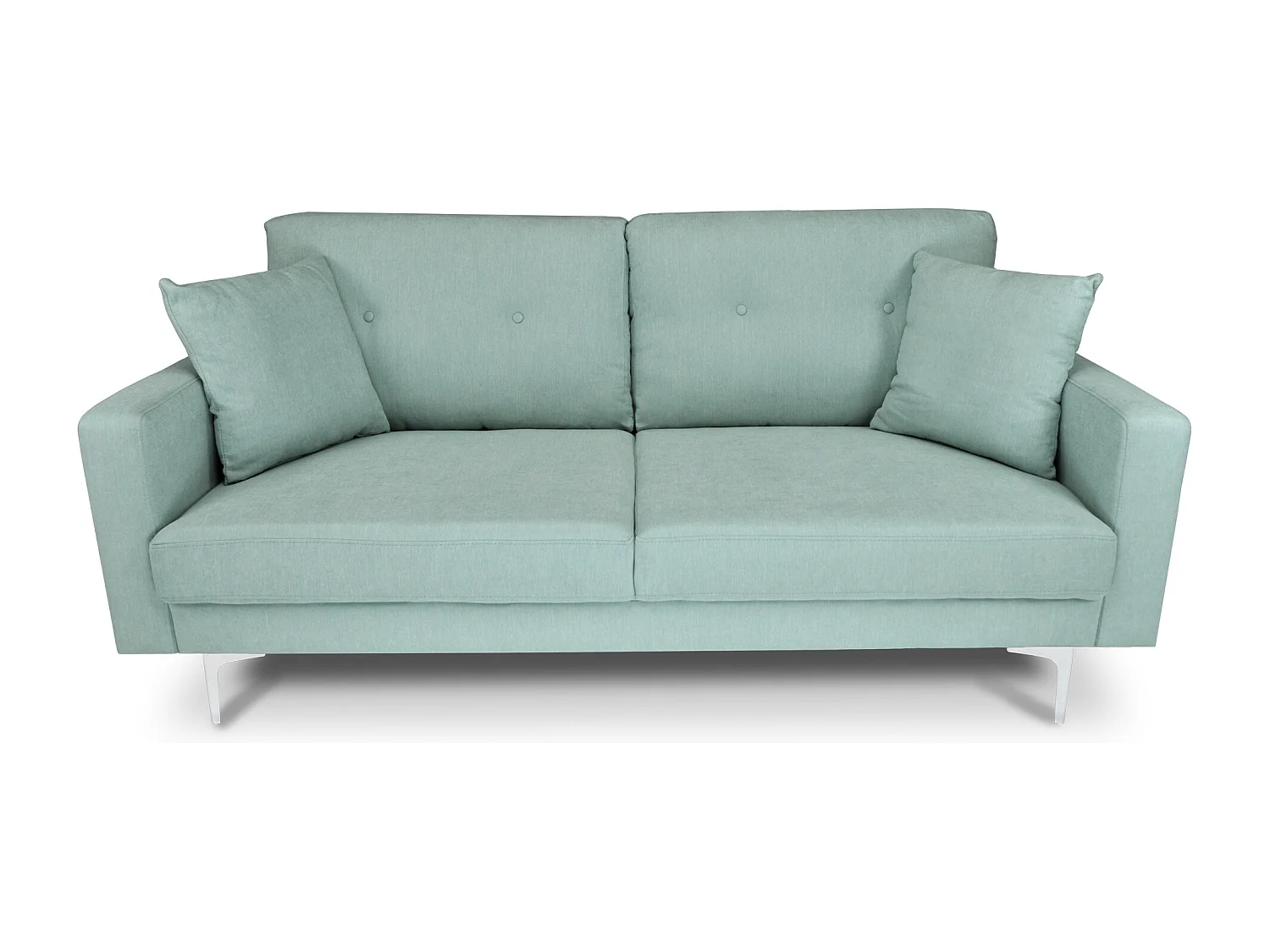 Divano 3 posti in tessuto vellutato verde Tiffany piedi in metallo mod. Chloe