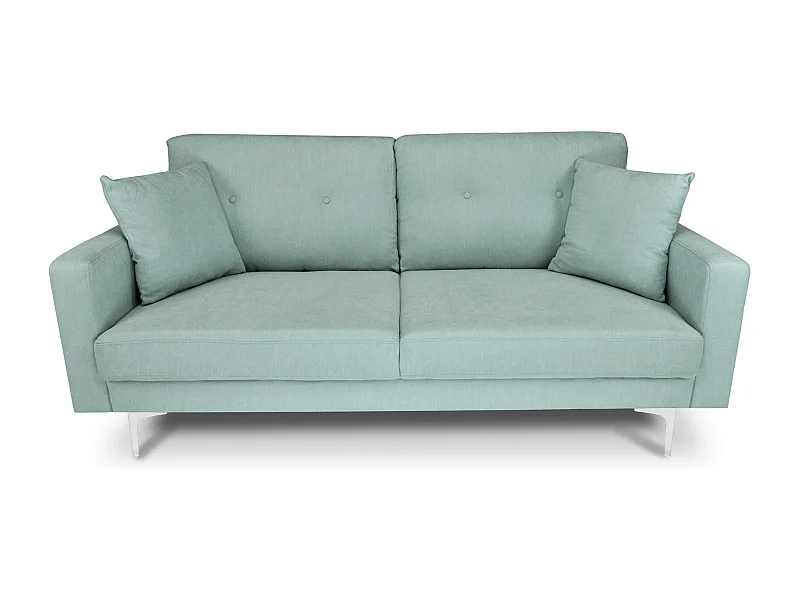 Divano 3 posti in tessuto vellutato verde Tiffany piedi in metallo mod. Chloe