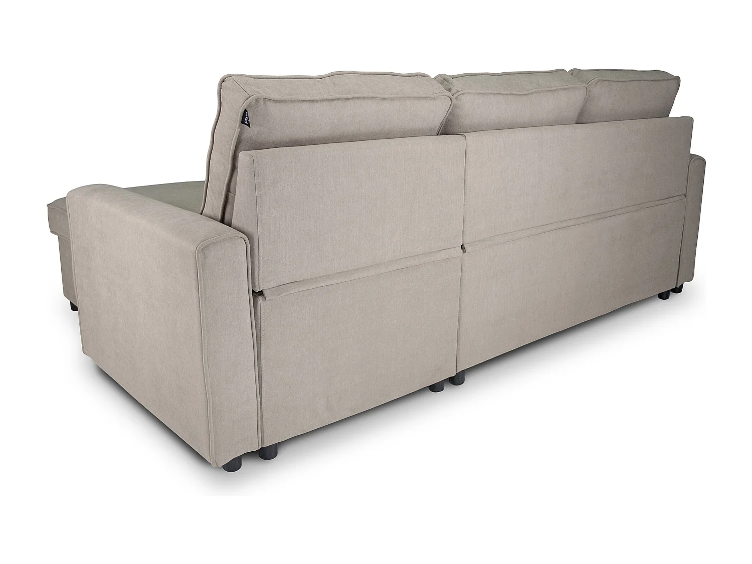 Divano letto angolare con contenitore, divano con chaise longue tortora mod. Kennedy
