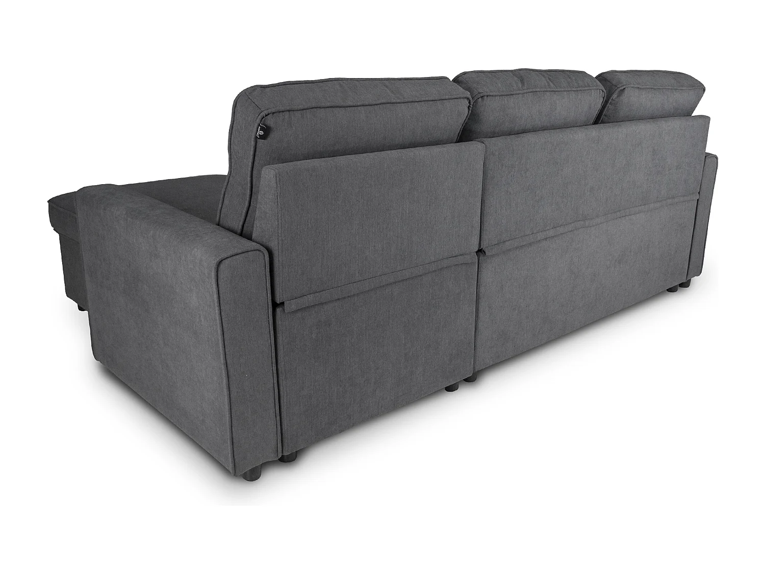 Divano letto angolare con contenitore, divano con chaise longue grigio scuro mod. Kennedy