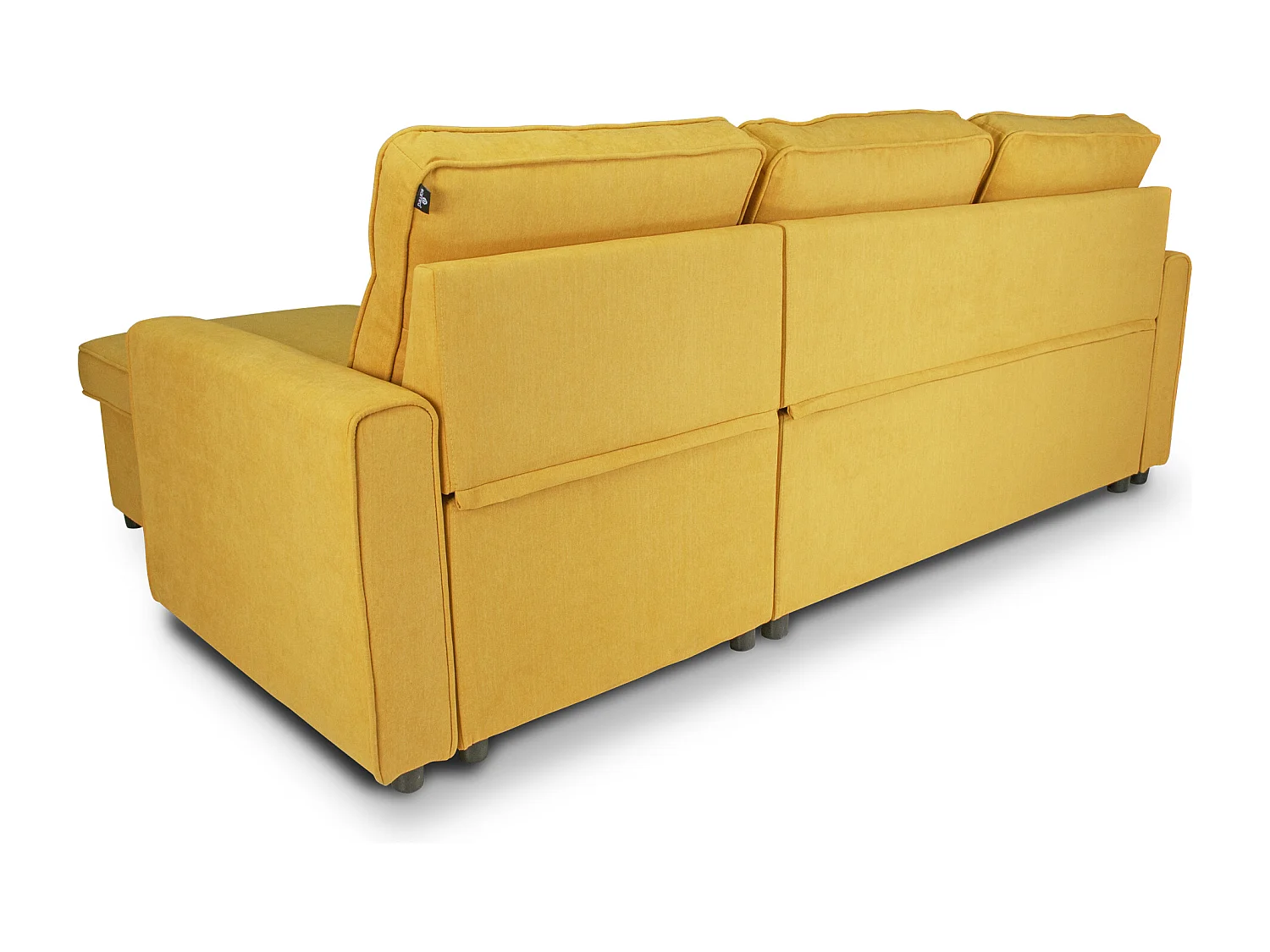 Divano letto angolare con contenitore, divano con chaise longue giallo mod. Kennedy