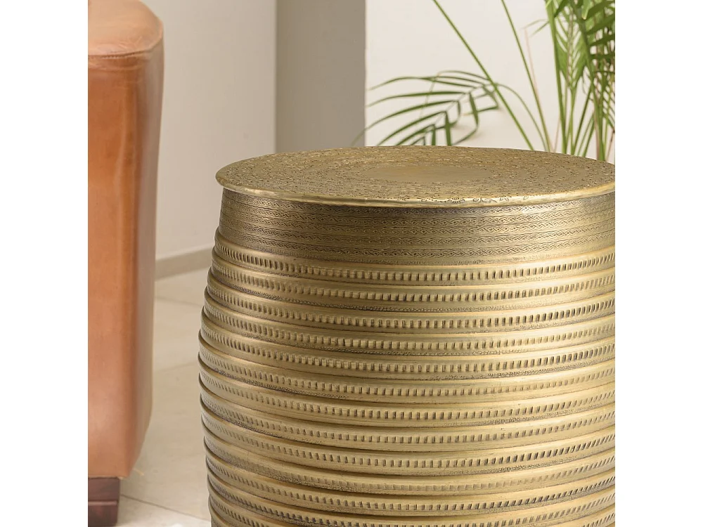 HONORE - Table d'appoint alu. 33x45cm à motifs couleur laiton