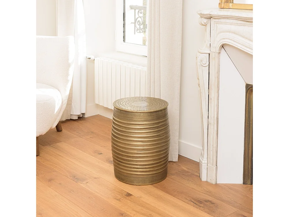 HONORE - Table d'appoint alu. 33x45cm à motifs couleur laiton