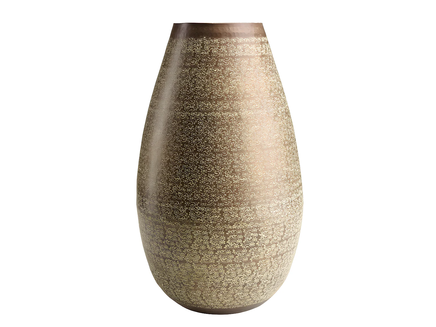 HONORE - Vase alu L40cm H70cm vert vieilli motifs arabesques fleuris