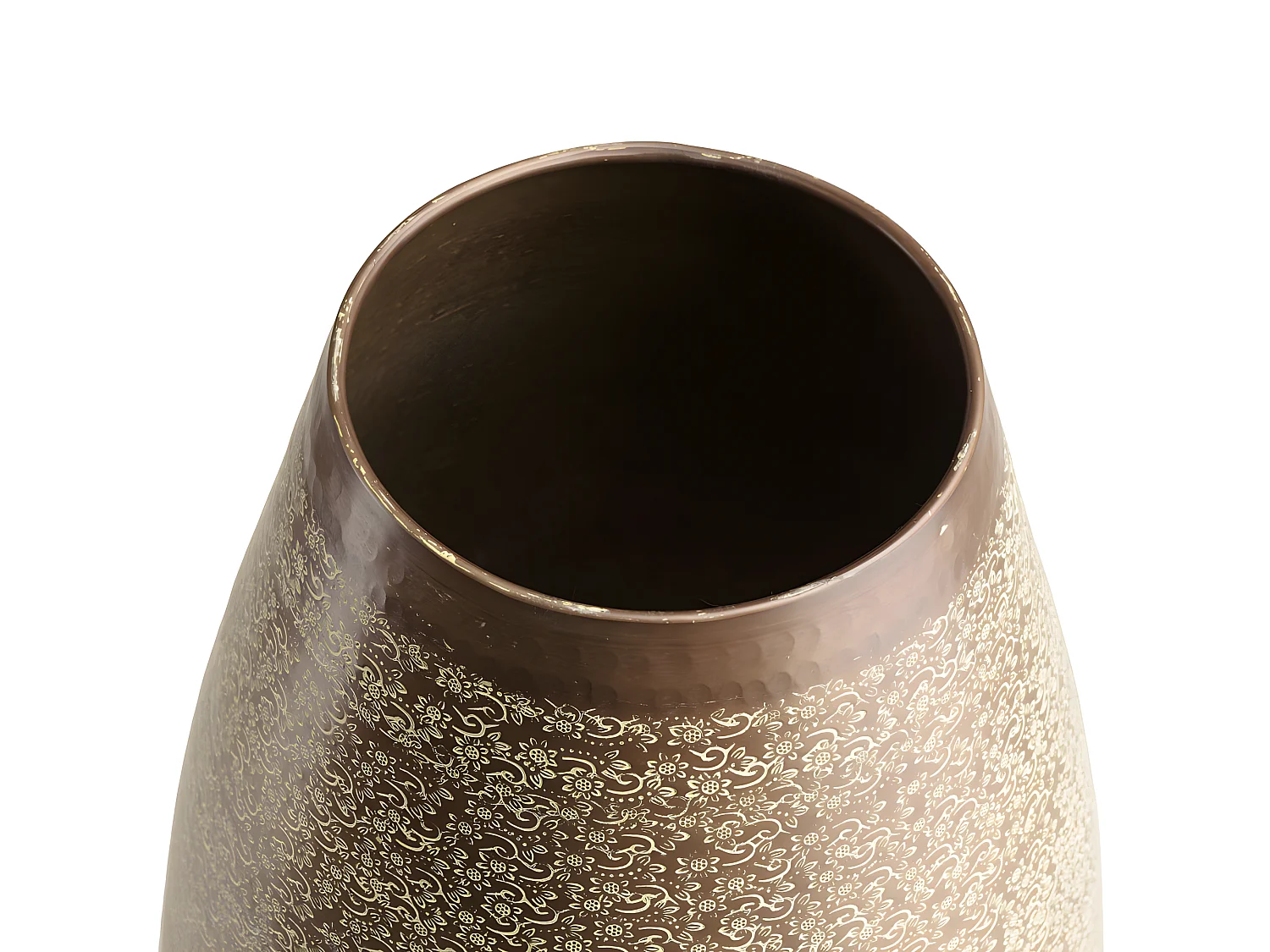 HONORE - Vase alu L40cm H70cm vert vieilli motifs arabesques fleuris