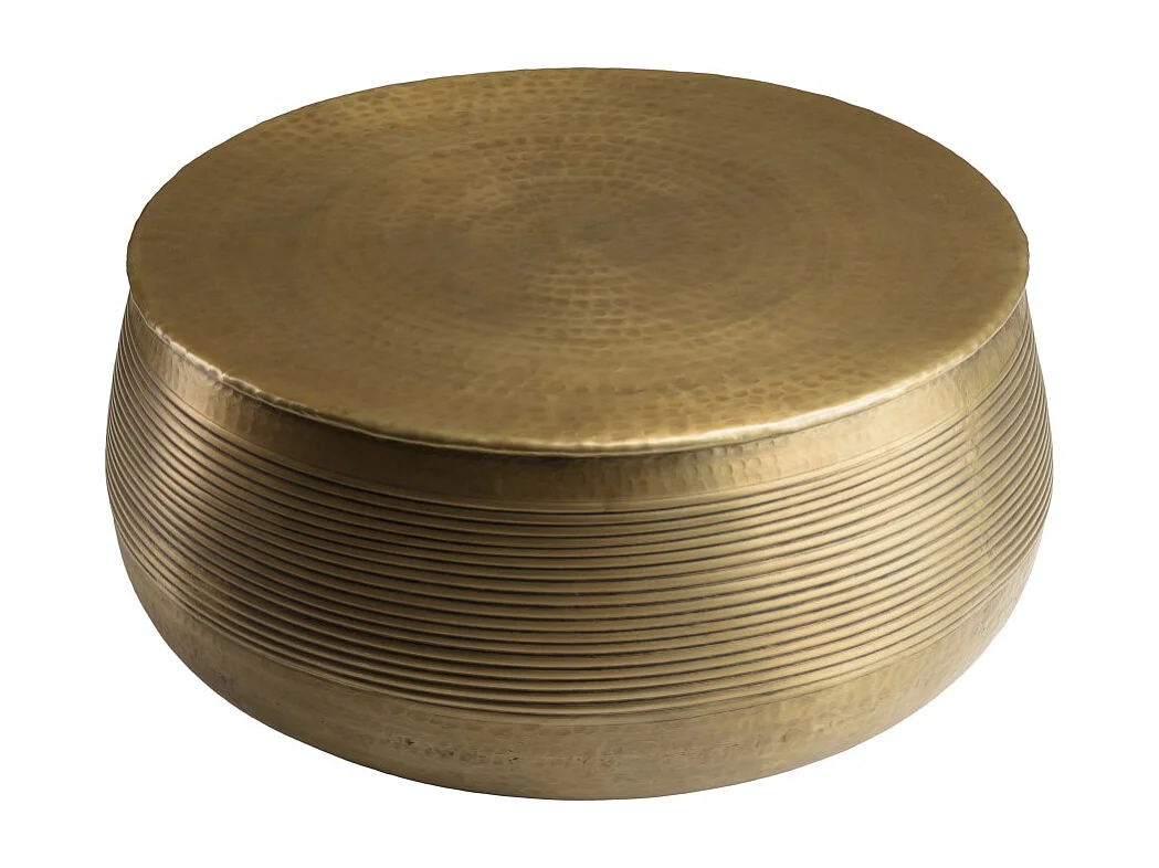 HONORE - Table basse ronde alu. 70x70cm pied strié couleur laiton