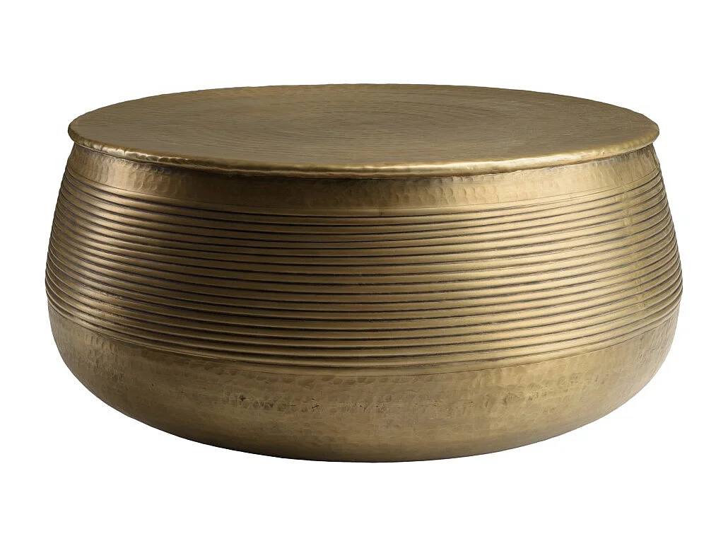 HONORE - Table basse ronde alu. 70x70cm pied strié couleur laiton