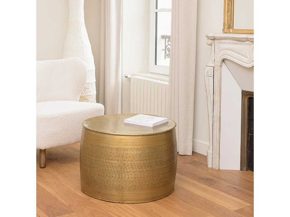 HONORE - Table basse alu. 60x60cm motifs arabesques couleur laiton