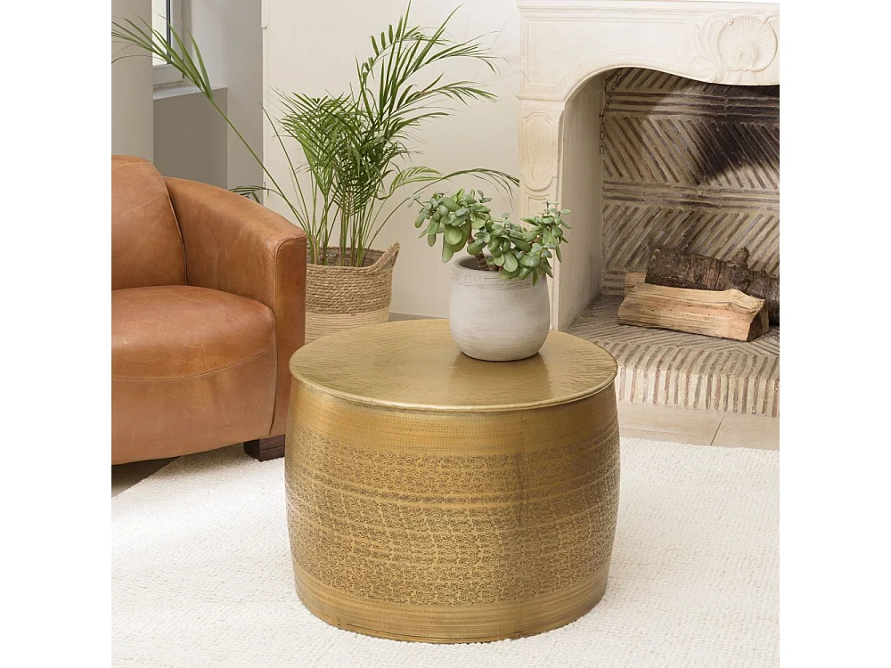 HONORE - Table basse alu. 60x60cm motifs arabesques couleur laiton