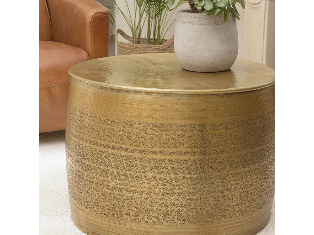 HONORE - Table basse alu. 60x60cm motifs arabesques couleur laiton