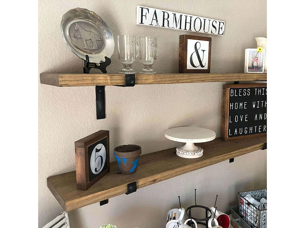 Dekoratives Wandregal aus Holz – 60 cm x 16 cm x 14 cm – Schwarznuss