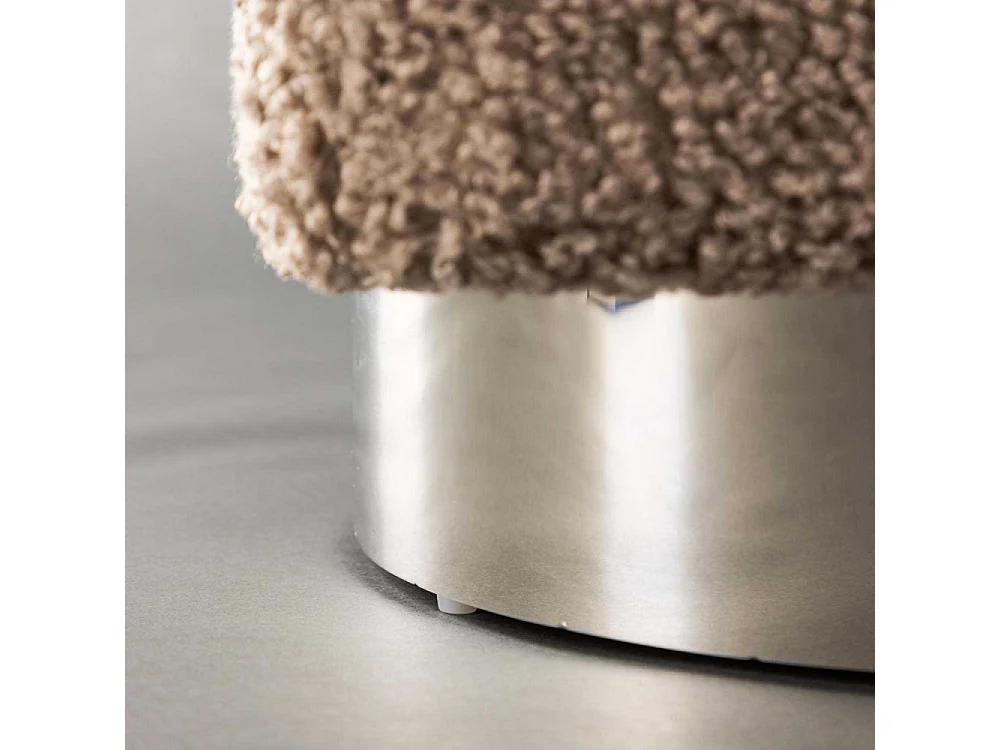 Pouf Design Tissu Bouclette "Newton" 45cm Marron