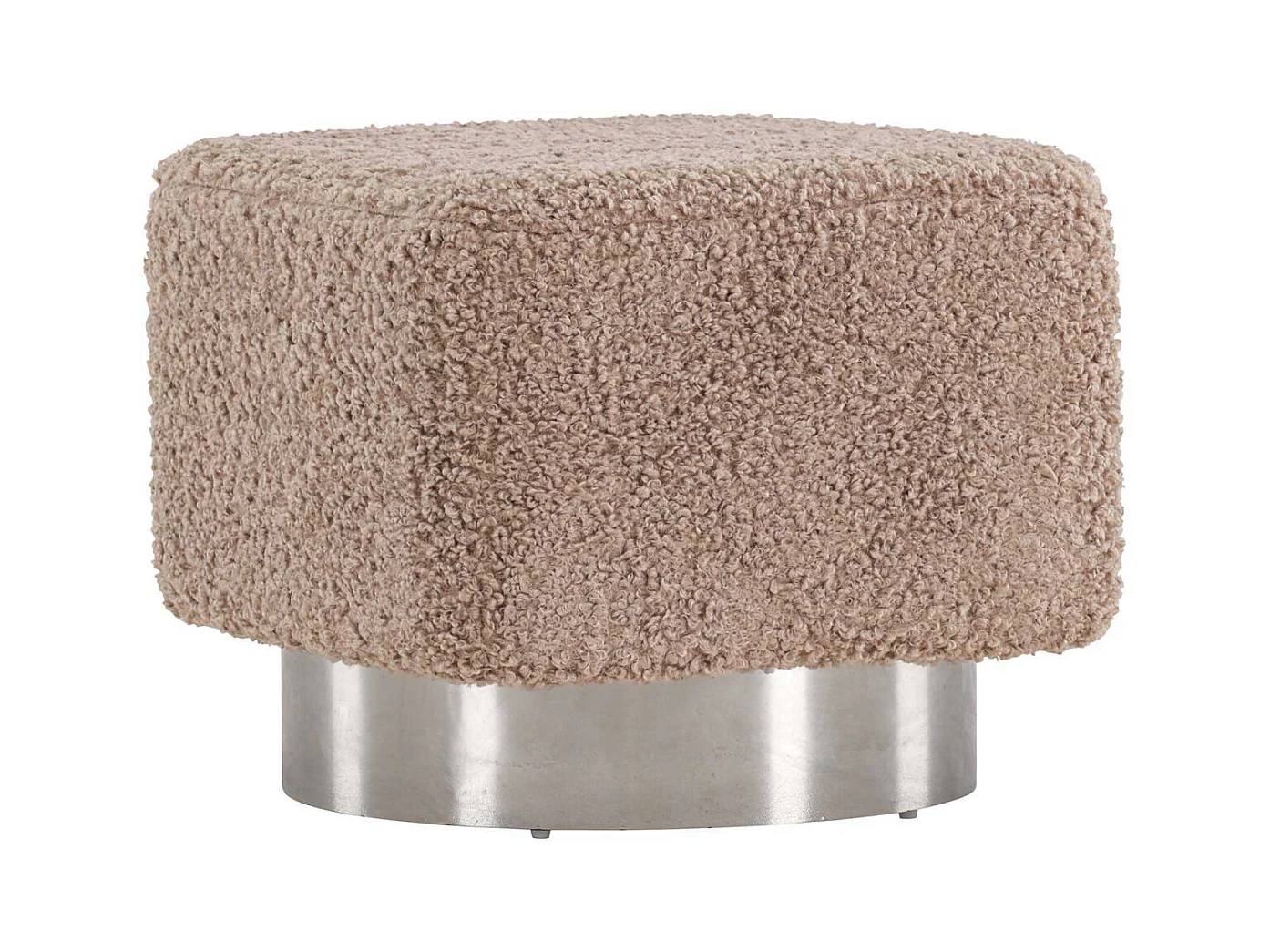 Pouf Design Tissu Bouclette "Newton" 45cm Marron