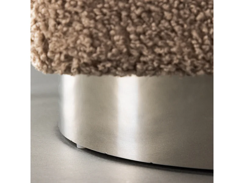 Pouf Design Tissu Bouclette "Newton" 45cm Marron